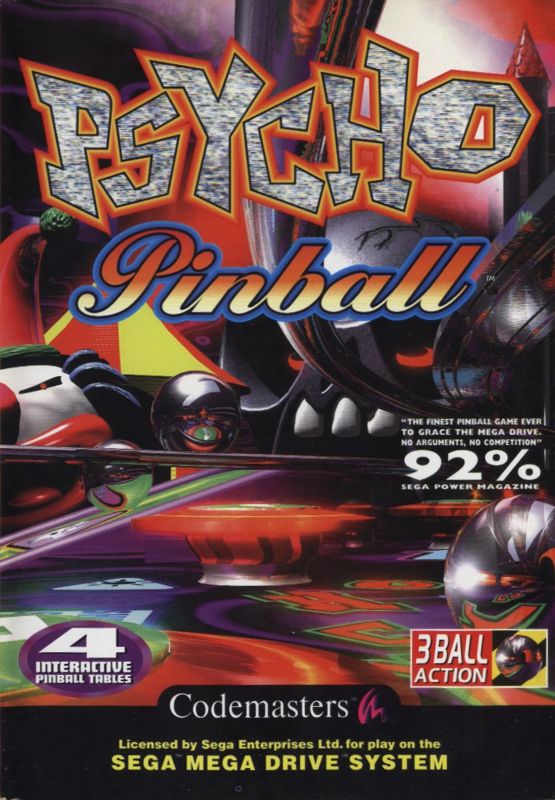 Psycho Pinball box art for Sega Mega Drive